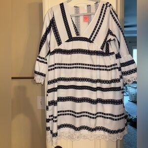 Elegant Black and White Midi Dress